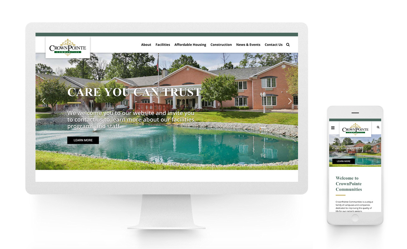 CrownPointe Communities New Website, online and mobile view